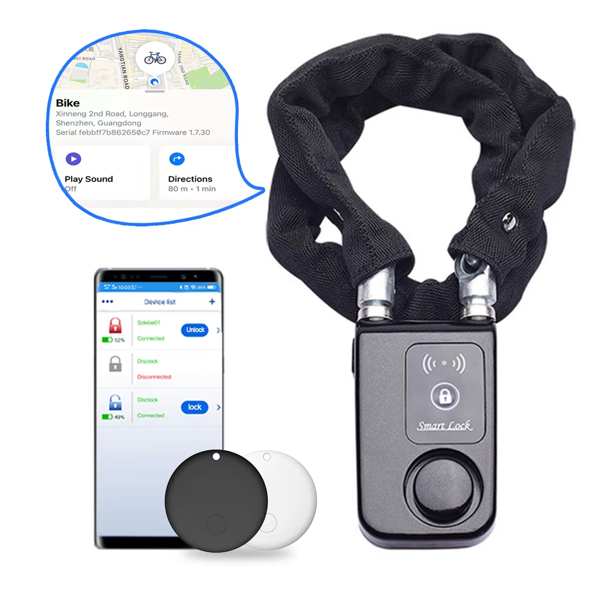110dB Alarm Bike Chain Lock wi - Chain Lock Combination review and price
