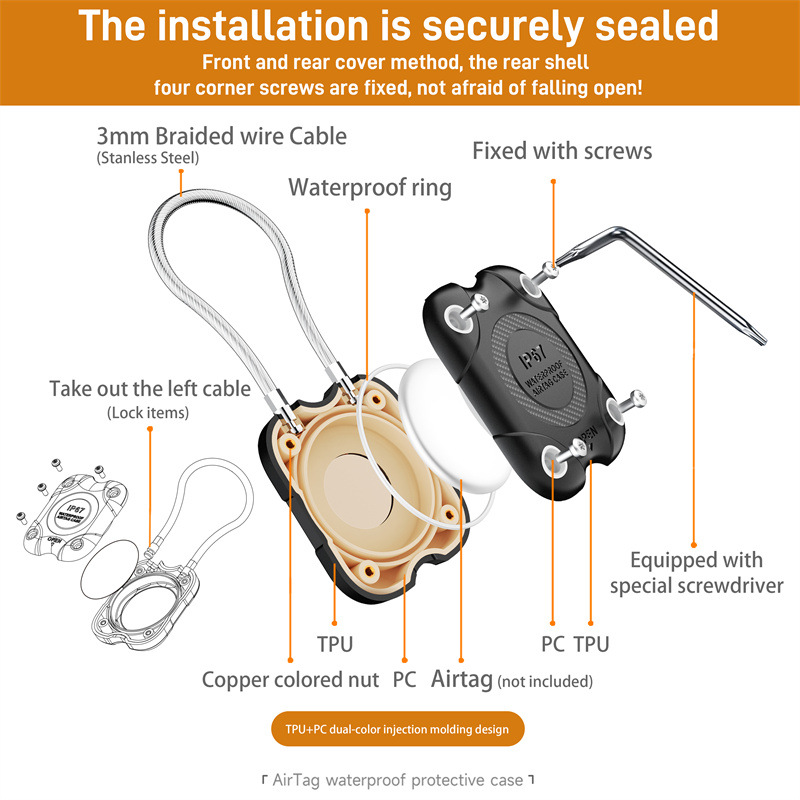 Airtag Holder with Wire Cable, - Chain Lock Combination review and price